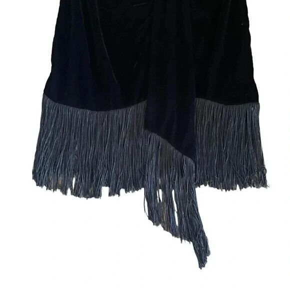 NWT Zara Women Black Fringed Velvet High Waist Ruched Front Detail Mini S #1140 - Picture 5 of 15